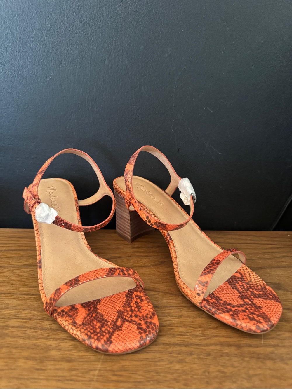 Madewell Snake-Print Leather Block Heel Sandals